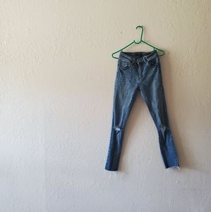 Black Label Distressed Mid-Rise Skinny Jeans